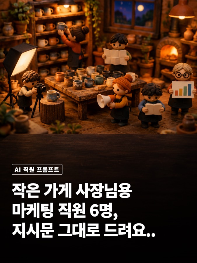 작은 가게 사장님용 마케팅 직원 6명, 지시문 그대로 복사해 가 카드뉴스 표지
