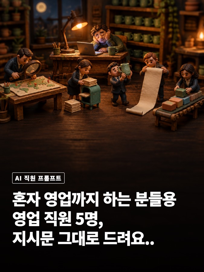 혼자 영업까지 하는 사람용 영업 직원 5명, 지시문 그대로 복사해 가 카드뉴스 표지