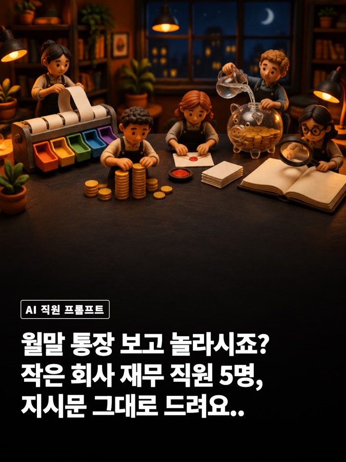 작은 회사 돈 정리용 재무 직원 5명, 지시문 그대로 복사해 가 카드뉴스 표지