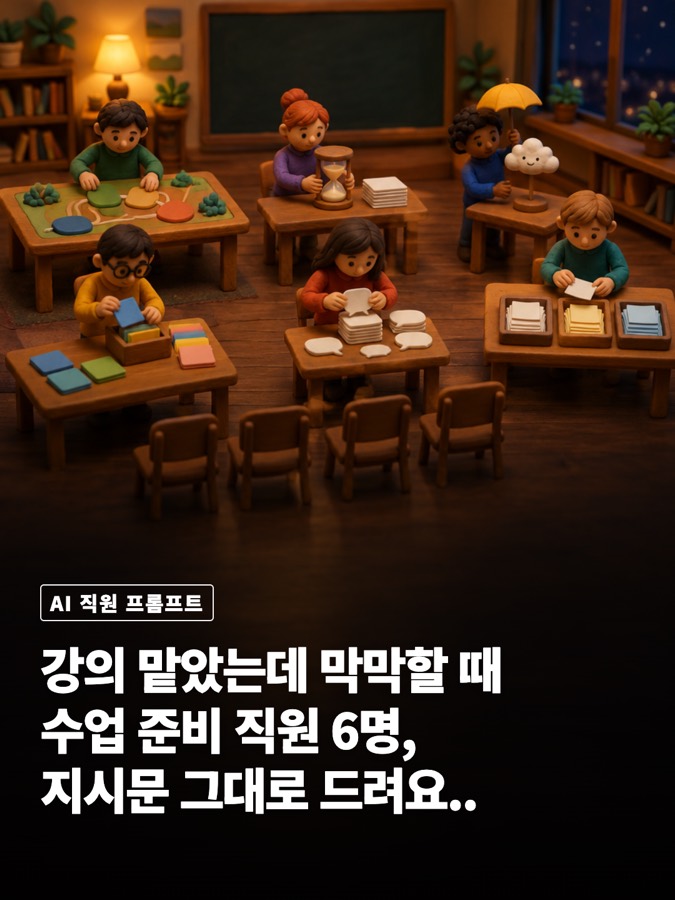 강의 처음 맡은 사람용 수업 준비 AI 직원 6명, 지시문 그대로 복사해 가 카드뉴스 표지
